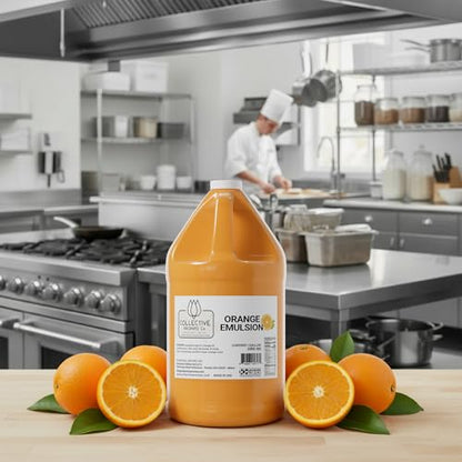 Collective Aromas Co. Orange Emulsion for Baking, Concentrated Orange Flavoring for Cakes, Cookies, Frosting & Desserts, Alcohol Free, Kosher, 1 Gallon (128 fl oz), Made in USA - size: Orange - 1 Gallon (128 fl oz)