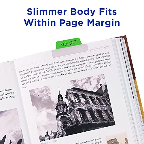 Avery Margin Ultra Tabs, 2.5" x 1", Repositionable, 24 Tabs | For Bookmarking Pages in Notebooks and Bibles, See-Through Clear Body, 2-Side Writable, Smudge-Resistant, For Planners - color: Assorted Colors, style: 24 tabs