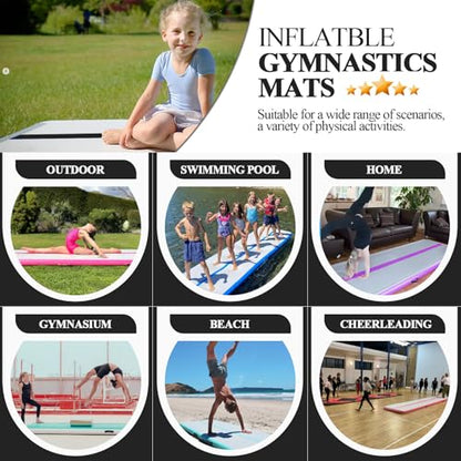 Air Mat Tumble Track, Gymnastics Mats Tumbling Track with Electric Air Pump for Home Use Cheerleading Training Kids Gym Yoga - color: Black, size: 10ftx3.3ftx4inch