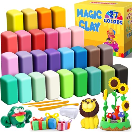 ESSENSON Air Dry Clay, 27 Colors, Modeling Clay for Kids | DIY Molding Magic Clay, Includes Tools, Ages 3-8+ Years, Boys Girls Kids Toys Gifts - style: 27 Colors