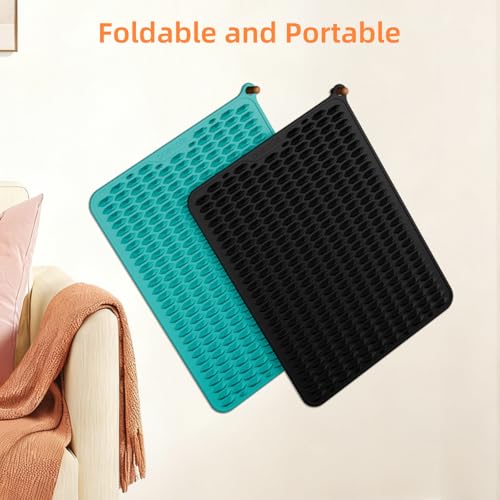 Acupressure Mat for Foot Massage, Silicone Foot Reflexology Mat | Portable Feet Mat for Plantar Fasciitis Relief and Muscle Relaxation - color: Black
