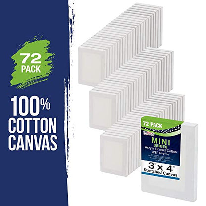 U.S. Art Supply 3"x4" Mini Square Canvases for Painting, Bulk Pack of 72 | Mini Primed Artist Stretched Canvas, Ideal for Arts & Crafts, Weddings, Birthdays - size: 3" x 4" - Pack of 72