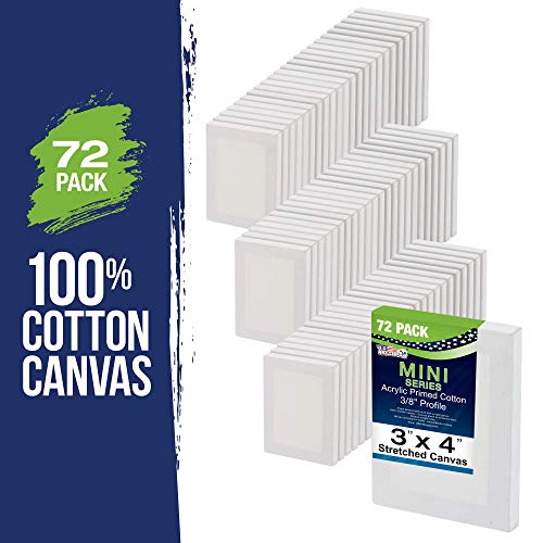 U.S. Art Supply 3"x4" Mini Square Canvases for Painting, Bulk Pack of 72 | Mini Primed Artist Stretched Canvas, Ideal for Arts & Crafts, Weddings, Birthdays - size: 3" x 4" - Pack of 72