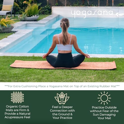 Yogasana Organic Cotton Yoga Mat - Non Slip Hand-Woven Foldable Yoga Rug Provides Excellent Comfort, Traction & Support - Travel Extra Thick Yoga Mats for Indoor & Outdoor Use - 24 x 72 Inches - color: Earth
