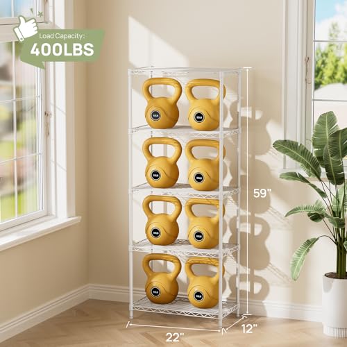 Golpart 5Tier Adjustable Storage Shelves Metal Wire Shelving Standing Shelf - color: White, size: 5-tier-12"Dx22"Wx59"H
