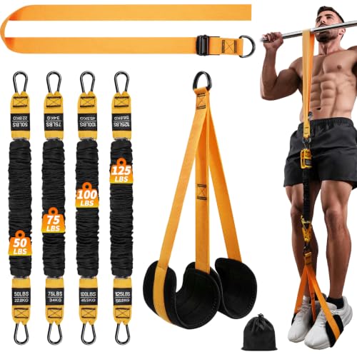 Pull Up Assistance Bands 350lbs,50/75/100/125lb Resistance Band for Chin-Up | Height Adjustable,Heavy Duty Pullup Assist Band for Strength Training Gym Home Fitness,with Feet/Knee Rest,Storage Bag
