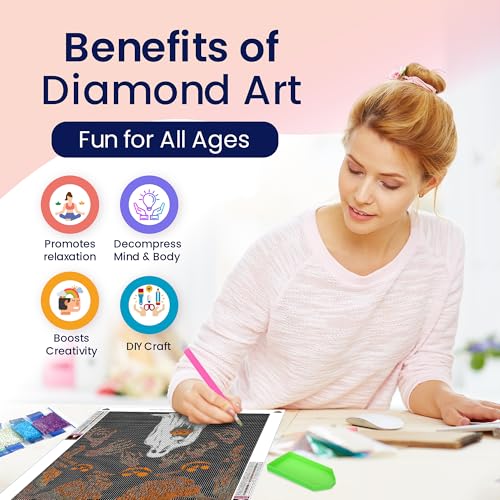 Modern Merch Diamond Art Halloween, Scary Monster and Ghost Diamond Dots for Adults, Jewel Art Painting Kits, Gem Arts and Crafts for Adults, Round Drill 12x16 - color: Halloween Ghost