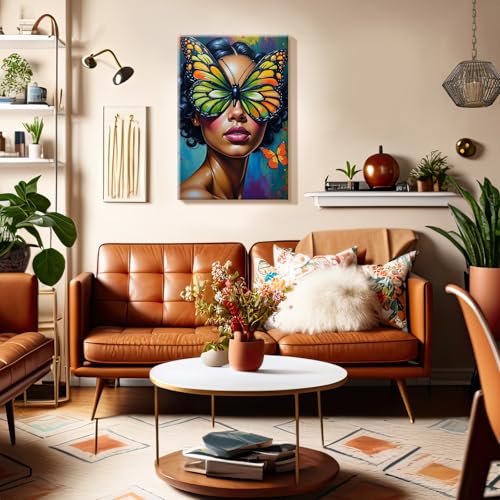 SparkGlow Butterfly Woman Framed Paint by Numbers Kit for Adults | 8×12 Inch Painting by Numbers | Include Easel | Premium Materials | Relax and Fun | Number Painting for Gifts | Home Decor - color: Woman029