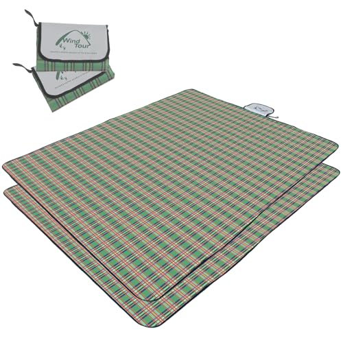 Wind Tour Waterproof Picnic Blanket with Carry Strap - Foldable Sandproof Outdoor Mat for Camping, Beach, Park - 59" x 71",Green(Two Mat Set) - color: 59" X 71",green(two Mat Set)