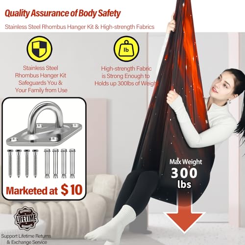 Sensory Swing for Kids Holds 300lbs Therapy Cuddle Hammock Chair - color: Space Brown