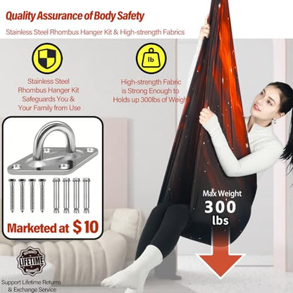 Sensory Swing for Kids Holds 300lbs Therapy Cuddle Hammock Chair - color: Space Brown