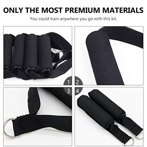 Garneck 4pcs Resistance Band Handles Plastic D Ring Exercise Strap Foam Handle Band Fitness Equipment for Home Gym Overhead Strength Training Stretching Black - color: 8pack