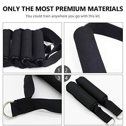 Garneck 4pcs Resistance Band Handles Plastic D Ring Exercise Strap Foam Handle Band Fitness Equipment for Home Gym Overhead Strength Training Stretching Black - color: 8pack