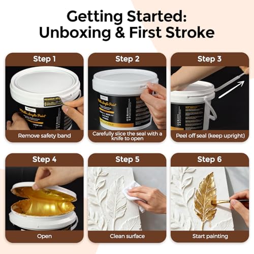 Nicpro Metallic Gold Acrylic Paint, 69oz/2040ml Large Gold Leaf Paint | Non Toxic, Non Fading Craft Paints for Metal, Wood, Clay, Fabric, Canvas, Furniture, Handcrafts, Art Supplies - color: Gold, size: 69 Fl Oz (Pack of 1)