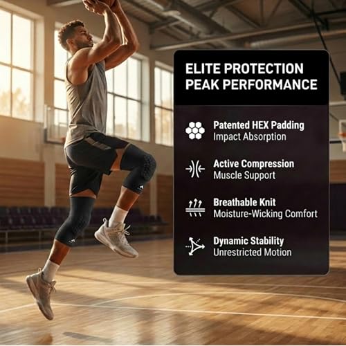 Knee Compression Sleeves: McDavid Hex Knee Pads Compression Leg Sleeve for Basketball, Volleyball, Weightlifting, and More - Pair of Sleeves - color: SCARLET, size: Medium