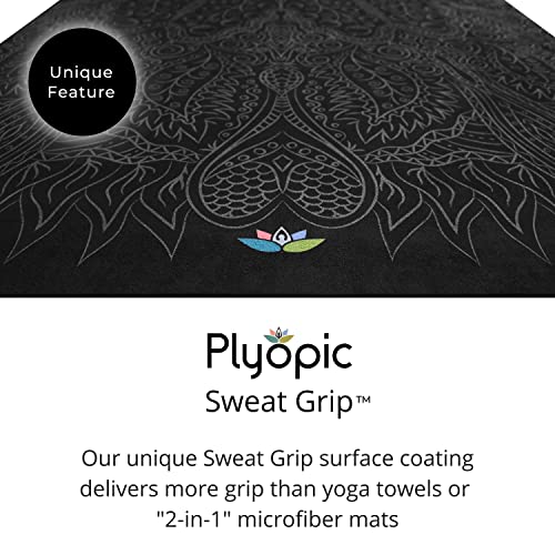 Plyopic All In One Yoga Mat | Luxury Sweat-Grip Mat/Towel Combo | Ideal for Yoga, Hot Yoga, Bikram, Pilates, Workout & Exercise | Eco-Friendly Natural Rubber - color: Mandala