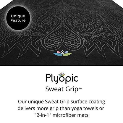 Plyopic All In One Yoga Mat | Luxury Sweat-Grip Mat/Towel Combo | Ideal for Yoga, Hot Yoga, Bikram, Pilates, Workout & Exercise | Eco-Friendly Natural Rubber - color: Mandala