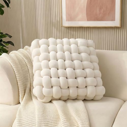 Knot Throw Pillows Square Ivory 13" | Soft Accent Pillows, Decoration Cushion, For Couch Home Office Living Room Bedroom Bed Sofa - color: Ivory, size: 13"×13"