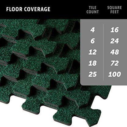 We Sell Mats 3/8 Inch Thick Interlocking Foam Carpet Tiles Durable Carpet Squares Anti Fatigue Support for Home Office or Classroom Use - color: Hunter Green, style: 100 Square Feet (25 Tiles)