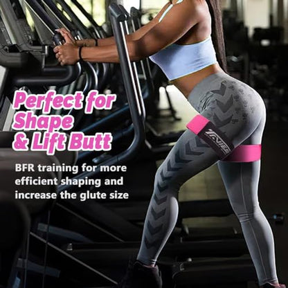 Occlusion Bands for Women Glutes & Hip Building, Blood Flow Restriction Bands BFR Bundle Booty Bands, Best Fabric Resistance Bands for Exercising Your Butt, Squat, Thigh, Fitness - color: Pink Full