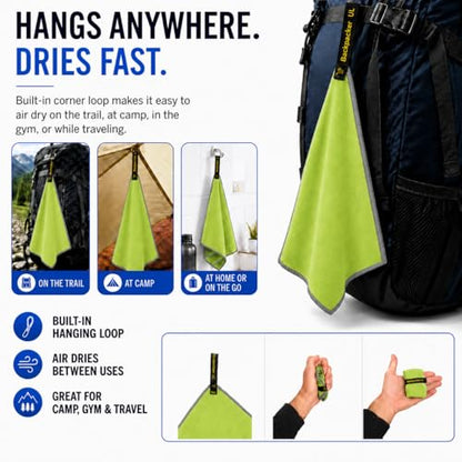 Backpacking Ultralight Quick Dry Microfiber Soft Fast Drying Hand and Face Towel Wash Cloth Camping Yoga Hiking Active Lifestyle Small (Lime, Small) - color: Lime, size: Small