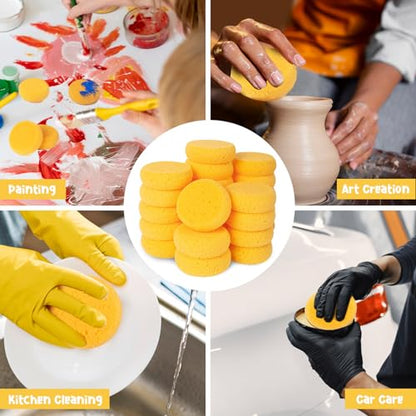 24Pcs Round Craft Sponge, Pottery sponges for Leather Care, Horse Tack Maintenance and Versatile Crafting - style: 3F-SyntheticSponges24PCS