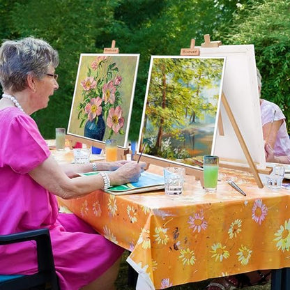 Painting Easel, A-Frame Wooden Tabletop Easel Display Stand (2 Pack) | Adjustable, Holding Canvas Up to 22" High, Foldable, Portable Multiple Use Photo and Sign Holder, Gift for Artist Beginner - style: 2 Pack