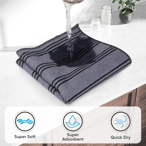 HOMEXCEL Microfiber Cleaning Cloth, Kitchen Towels 12 Pack, Lint Free, Scratch-Free, Highly Absorbent, Reusable Dish Towels for Kitchen and Household - color: White/Grey