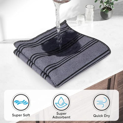 HOMEXCEL Microfiber Cleaning Cloth, Kitchen Towels 12 Pack, Lint Free, Scratch-Free, Highly Absorbent, Reusable Dish Towels for Kitchen and Household - color: White/Grey