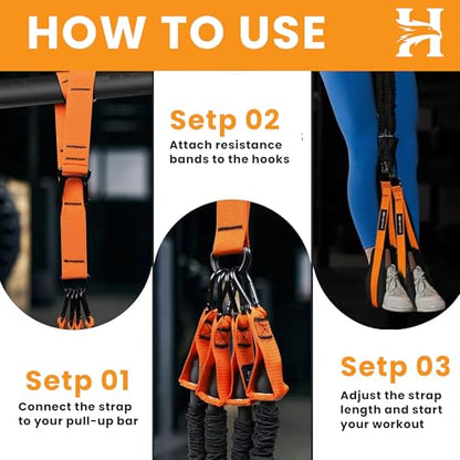 Pull Up Assistance Bands with Handles, Foot & Knee Straps, Bag for Home Gym