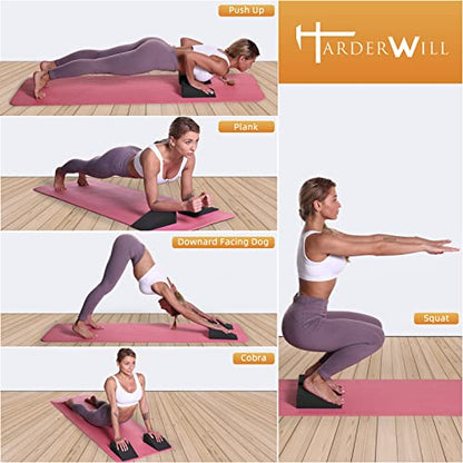 Yoga Foam Wedge Blocks (Pair), Calf Raise Block, Calf Stretcher, Yoga Wrist Support, Balance, Pushup, Fitness, Pilates, Heel Stretcher, Squat Wedge with Gym Bag - color: black, size: Wedges with Strap