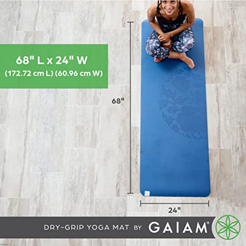 Gaiam Dry-Grip Yoga Mat, Non-Slip, Hot Yoga - color: Black (XL)