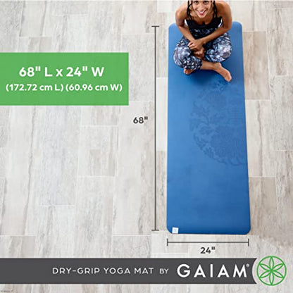 Gaiam Dry-Grip Yoga Mat, Non-Slip, Hot Yoga - color: Black (XL)
