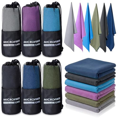 Mindsoft 6 Pack Large Microfiber Gym Towels, 47" x 20" Quick Dry Sweat Towels Super Absorbent Soft Fast Drying Towel Lightweight Towel for Workout, Camping, Backpacking, Beach, Swimming(Fashionable) - color: Fashionable