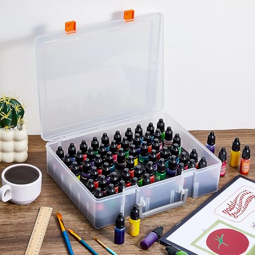 Patelai 2 Pack Alcohol Ink Storage Case and Paint Carrying Organizer Holder Fits 120 Pcs 0.98 Inch Bottles, Portable Storage Box with Foam Insert for Alcohol & Paint Ink, Art Supplies - size: 60*0.5 oz