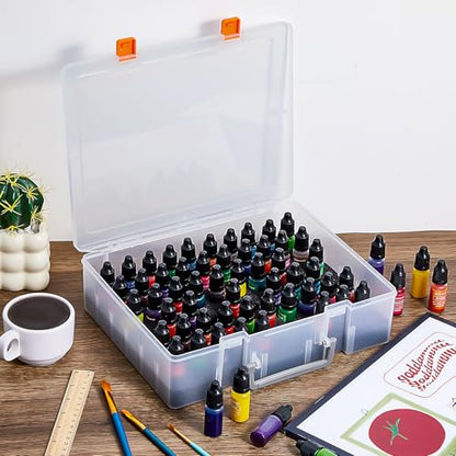 Patelai 2 Pack Alcohol Ink Storage Case and Paint Carrying Organizer Holder Fits 120 Pcs 0.98 Inch Bottles, Portable Storage Box with Foam Insert for Alcohol & Paint Ink, Art Supplies - size: 60*0.5 oz