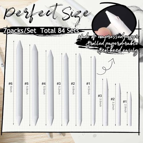 Fulmoon 84 Pcs Blending Stump and Tortillion Set Paper Art Blenders for Drawing Sketch Shading Pencil Oil Pastel Blender Tools Drawing Supplies for Artists Students and Beginners (Assorted) - style: Assorted