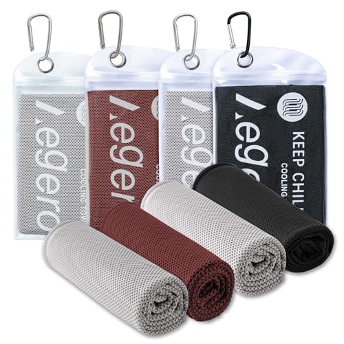 4Pack Cooling Towel 40"x12" Cooling Neck Wraps,Soft Breathable ChillyTowel - color: Black/Grey/Brown/Deep Grey