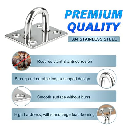 10 PCS Pad Eye Hooks Stainless Steel Ceiling Hooks Ring Hook
