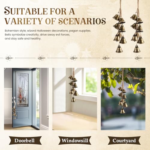 2 Pack Witch Bells Protection for Door Knob Outdoor Bells Hanging Wind Chimes Witchy Things Clear Negative Energy Witch Bells Set Wiccan Bell Witchy Gifts(Classic) - color: Classic