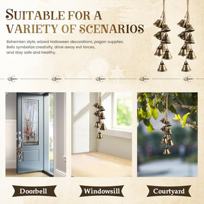 2 Pack Witch Bells Protection for Door Knob Outdoor Bells Hanging Wind Chimes Witchy Things Clear Negative Energy Witch Bells Set Wiccan Bell Witchy Gifts(Classic) - color: Classic