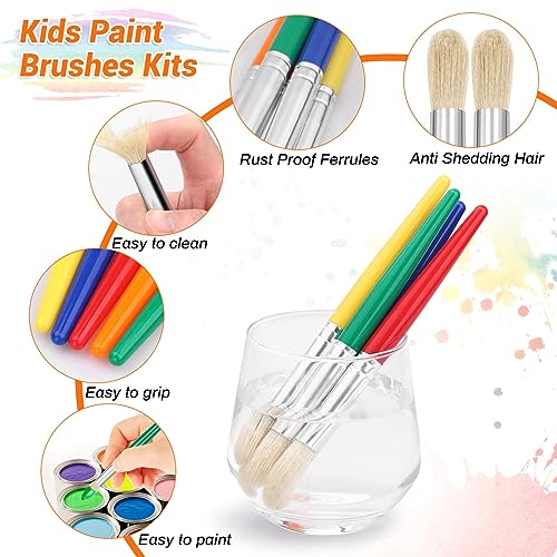 10Pcs Paint Brushes, Anezus Large Paint Brushes Chubby Brush Set for Classroom Washable Paint Acrylic Paint
