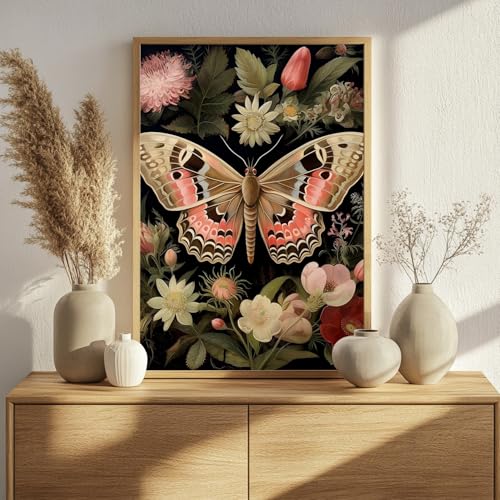 Moth Paint by Numbers Kit for Adults, 16x20 inch | DIY Painting Kits Crafts for Adults, Relieve Stress, Gift, Home Wall Decor - color: Moth