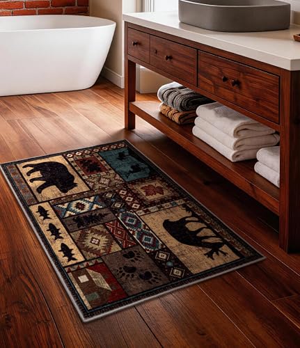 YIHOUSE Washable Rustic Cabin Area Rug 2 x 3 Entryway - color: Brown, size: 2'x3'(Rectangular)