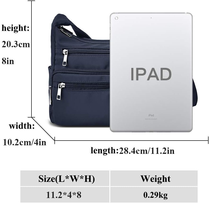 VOLGANIK ROCK RFID Purses for Women Fabric Nylon Multi Pocket Crossbody Bag Ladies Travel Handbag - color: Blue, size: Standard
