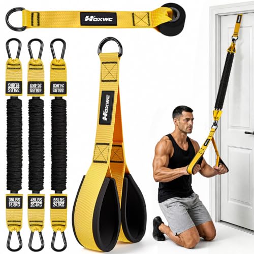 HOXWC Resistance Bands with Handles, Exercise Bands with Door Anchor for Working Out, Home Gym Workout Equipment for Push Downs, Tricep, Biceps, Arms, Back, Chest, Abs, Shoulder Training - color: 1-Yellow
