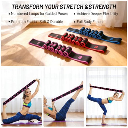 3PCS Stretch Strap,Fitness Resistance Band for Stretching and Yoga | Number Stretch Resistance Band,8-Section Elastic Stretching Strap, Clear Markings For Exercise,Physical Therapy,Pilates,Dance