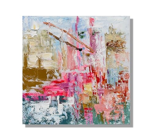 Art Hand-Drawn Thick-Textured Color Abstract Oil Painting 24x24 inches Modern Style Art for Home Office Corridor wall Decoration. - color: Yi147