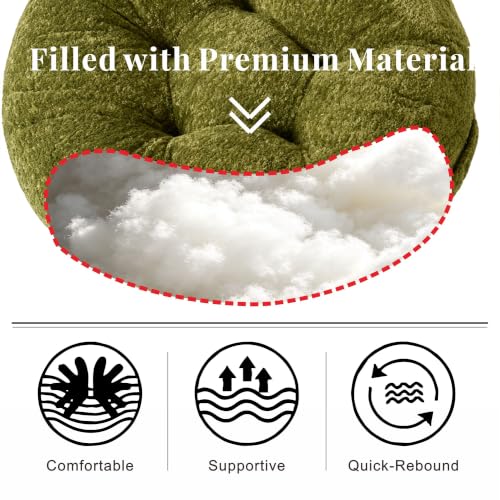 Floor Pillow, Large Meditation Sitting Cushion with Handle | for Tatami, Living Room, Yoga Use for Adults and Kids (1, Round, Green, 22" x 22" x 6") - color: Round, Green