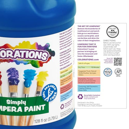 Colorations Paraben-Free Tempera Paint for Kids, 1 Gallon, Vibrant Red | Non-Toxic and Made in the USA, Classroom Must Haves, Bulk Arts & Crafts Supplies - color: Red